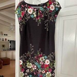 Black floral and lace medium dress